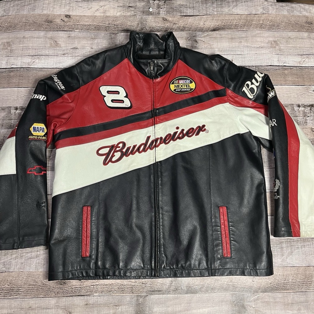 Dale Earnhardt Jr Jacket Men's Size XL Vintage Wilson Leather NASCAR Racing